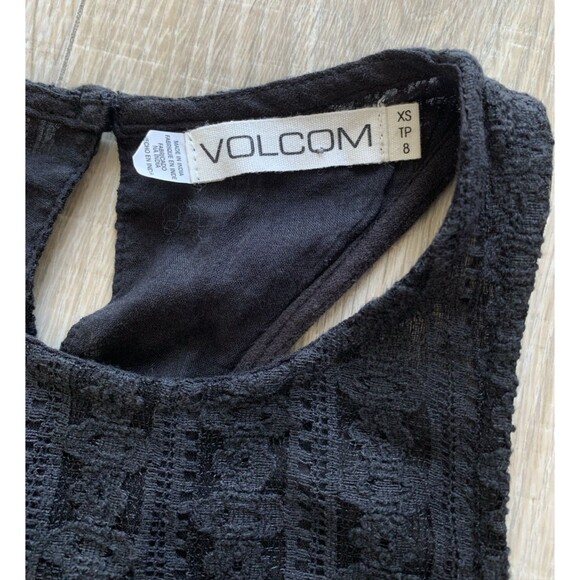 New Volcom Lace Accent Shift Dress Cotton Gauze Black Size XS - Picture 5 of 16